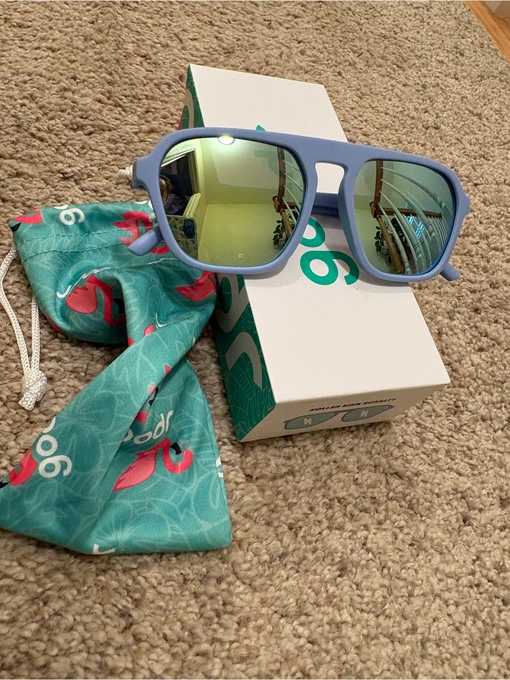 goodr Roller Rink Royalty Polarized Lightweight Square Sunglasses Blue/Green